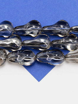 Хрусталь бусина Барочный жемчуг, серый, 22х13мм, штука, Х227