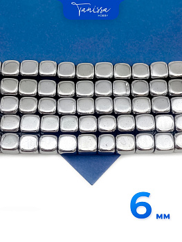 Гематин гематит бусины куб квадрат 6мм, нить, ГТ094