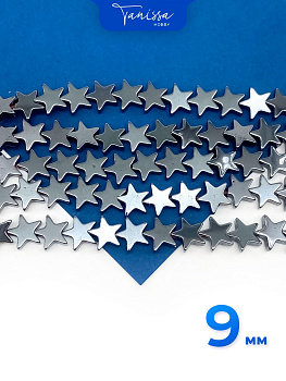 Гематин гематит звезда 9мм, черный, 1/2 нити, ГТ110