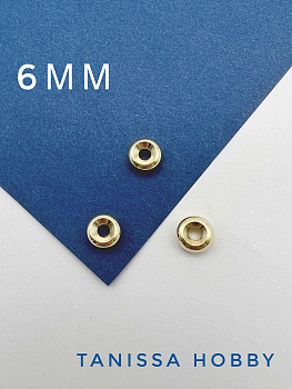 Разделитель для бусин, бублик, 6мм, позолота, ШТУКА, М410