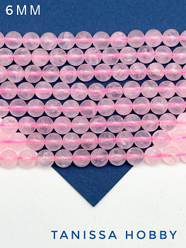 Розовый кварц бусины 6мм, НИТЬ. Б059