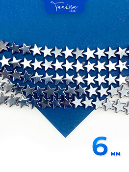 Гематин гематит звезда 6мм, черный, 1/2 нити, ГТ109