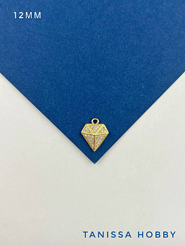 Подвеска бриллиант, 12мм, позолота, А223