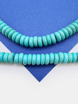 Говлит бусины рондели имитация бирюзы, 8х3мм, нить, Б158