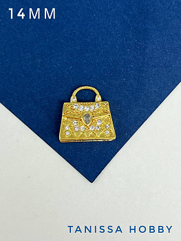 Подвеска сумка квадратная, позолота, Д718