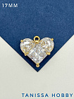 Подвеска фианит сердце 17мм, позолота, С524