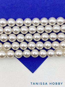 Жемчуг Майорка, кремовый розовый, 10мм, нить, МА254