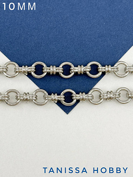 Цепочка круг кольцо 10мм, 50см, родий, СН083