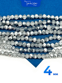Хрусталь Рондели 4мм, серебро, нить. Х105