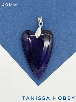 Подвеска сердце аметист, родий, Б088