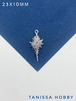 Подвеска ракушка 23х10мм, родий, А427