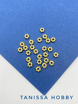 Разделители бусины цветок 4мм, ШТУКА, позолота, С832