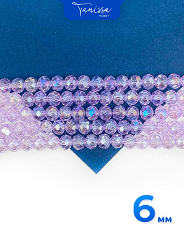 Хрусталь Рондели 6мм, лавандовый, нить, Х488