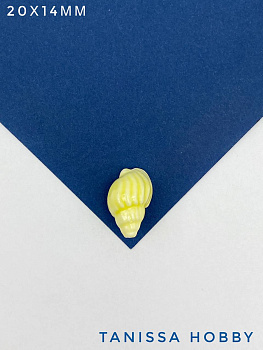 Бусина ракушка, керамика, 20х14мм, желтый, штука, П173