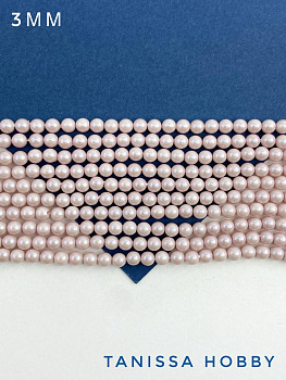 Жемчуг Майорка, круглый, 3мм, сиреневый розовый, Iridescent Light Rose, нить, МА239