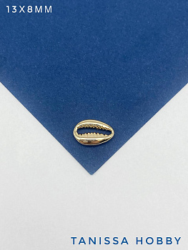 Коннектор подвеска ракушка каури 13х8мм, позолота, А632