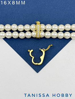 Замок карабин коннектор на 2 нити 6мм, позолота, К010