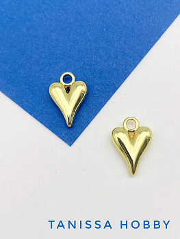 Подвеска кулон сердце 11х16мм, позолота, А524