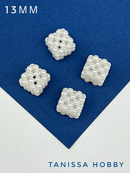 Жемчуг акриловый, бусина куб, 13мм, штука, МА076