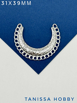 Подвеска коннектор этно лунница ажурная дуга, 31х39мм, сталь, Ч732