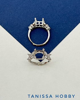 Основа для кольца оправа (цапы) каст для кристалла кушон Сushion квадрат Square 8мм, У091