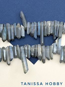 Тонированный кварц, серый голубой, кристалл 14-30мм, штука, Б036