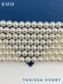 Жемчуг Майорка, кремовый розовый, 6мм, нить, МА252