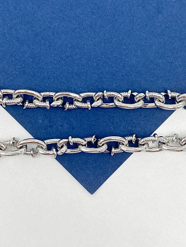 Цепочка якорная овалы, гвоздь, 12х8мм, родий, 50см, СН272