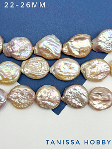 Жемчуг монетка, розовый персик, 22-26мм, штука, Ж064