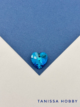 Подвеска кристалл сердце, Bermuda Blue, 14мм, Tanissa Crystals, СТ366Б