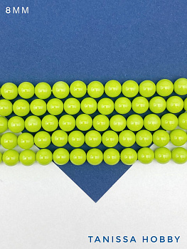 Жемчуг Майорка, зеленый, Light Green, 8мм, нить, МА194