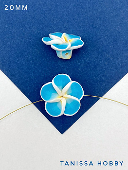 Бусина гавайский цветок, 20мм, полимерная глина, голубой, П178