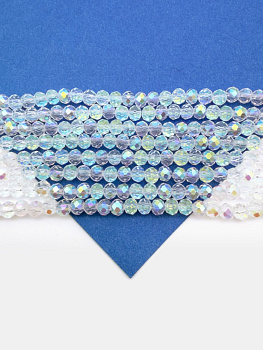 Хрусталь Рондели 4мм, прозрачный ультра АВ, нить, Х526