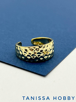 Основа для кольца, широка, мятая, позолота, У067