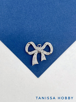 Подвеска коннектор бантик, родий, С103