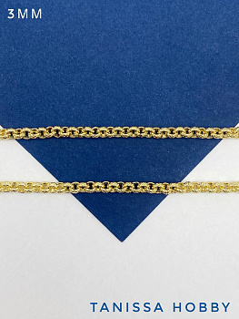Цепочка ролло рельефная, 3мм, позолота, 50см, СН263