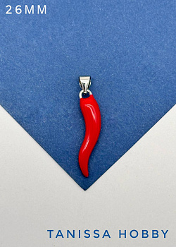 Подвеска красный перец Чили, эмаль, родий, А801