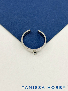 Основа для кольца гладкая с неразъемным колечком, родий, У053