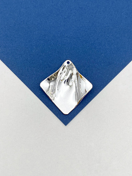 Подвеска квадрат ромб, мятый металл, 25х25мм, родий, Д504