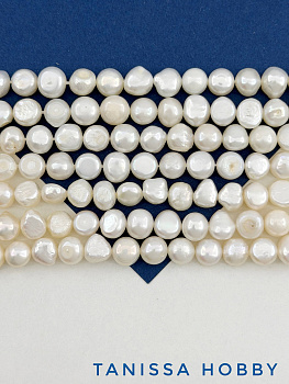 Жемчуг барочный круглый, полусфера (культивированный), 8мм, А-, нить, Ж043