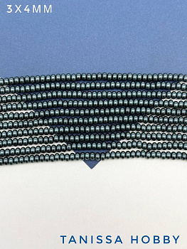 Жемчуг Майорка, кукуруза, сизый черный, 3х4мм, нить, МА175