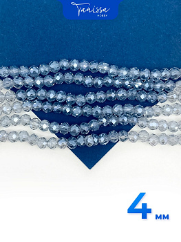 Хрусталь Рондели 4мм, серо-голубой АВ, нить, Х479