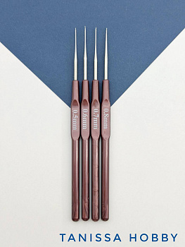 Набор крючков для вязания 0,5 - 0,8мм, 4 крючка, И93