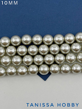 Жемчуг Майорка, серебро, Silver, 10мм, нить, МА223