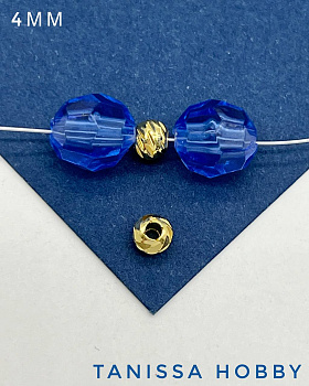 Разделительные бусины граненый шар 4мм, 10 штук,  позолота, М310