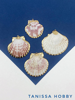 Подвеска ракушка, гребешок, позолота, ПМ175