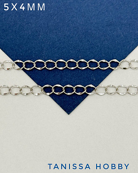 Цепочка удлинительная огранка, 5х4мм, 50см, родий, СН157