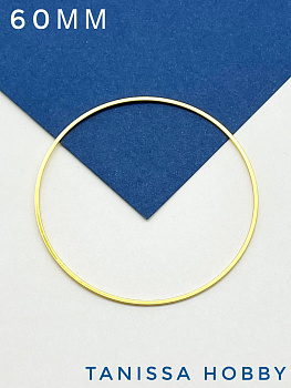 Коннектор круг, основа, кольцо, 60мм, позолота, ЛС031