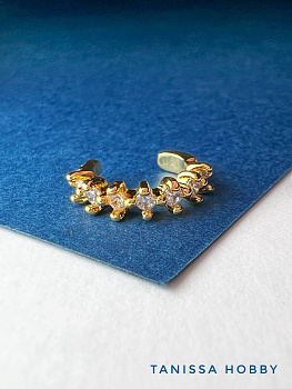 Кафф с фианитами, позолота, Е532