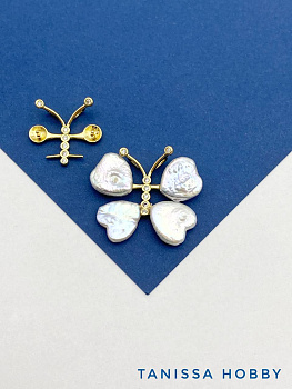 Подвеска коннектор бабочка стрекоза для вклейки, 19мм, позолота, В432